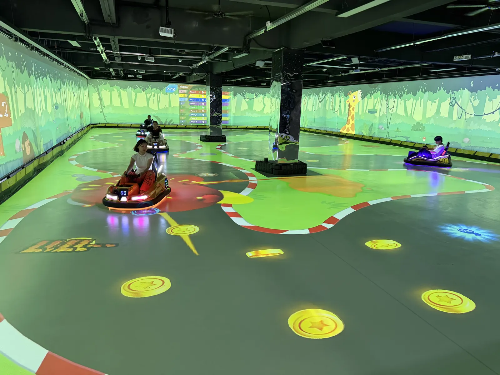 Projection kart venue during live operation